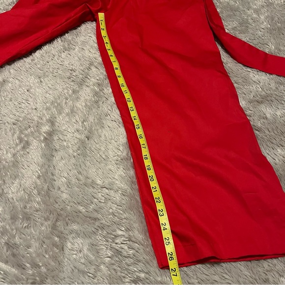 Gal Meets Glam Venetian Red Camille V-Neck Sash Waist Pants Jumpsuit 10 - Picture 10 of 11